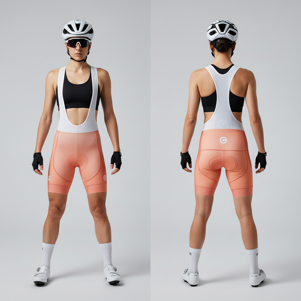 Roze dames fietsbroek met bretels