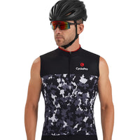 Mouwloos fietsshirt Zwart en Wit Militair