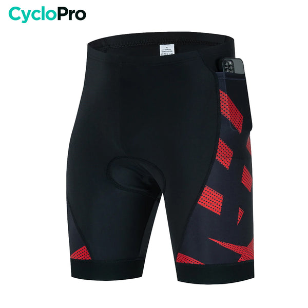 Fietsbroek met 3 zakken rood - Practical+
