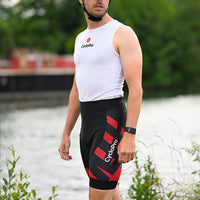 praktische strapless fietsbroek heren rood 2