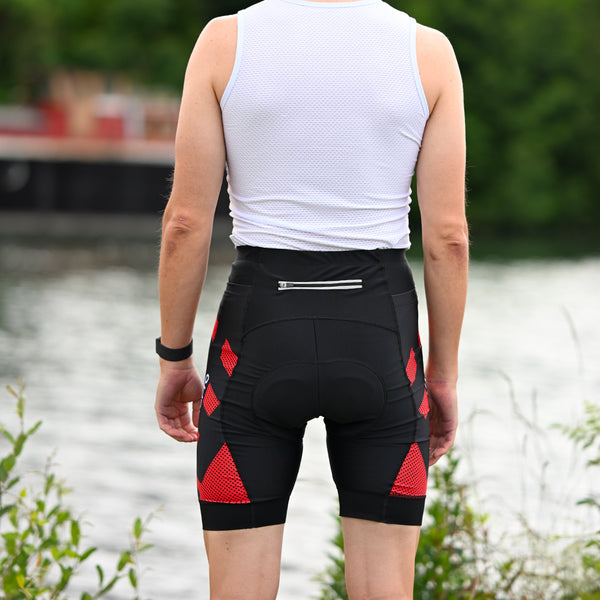 praktische strapless fietsbroek heren rood 3