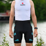 heren strapless fietsbroek praktisch turquoise 2