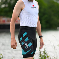 heren strapless fietsbroek praktisch turquoise 3