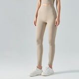 beige fitnesslegging voor dames met hoge taille