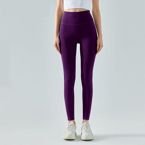 paarse fitnesslegging voor dames met hoge taille