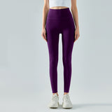 paarse fitnesslegging voor dames met hoge taille