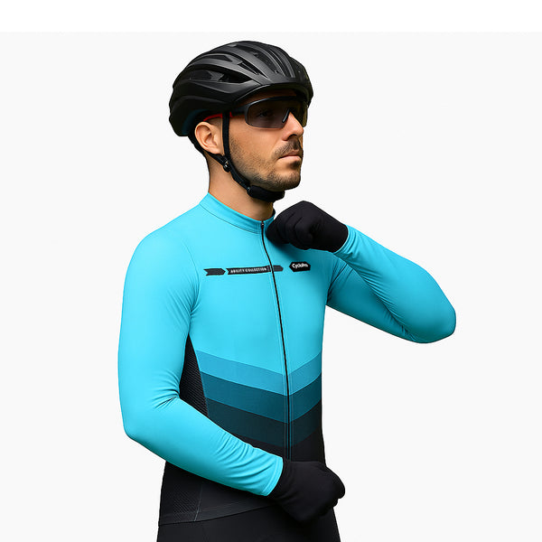 maillot long cycliste agility bleu 1