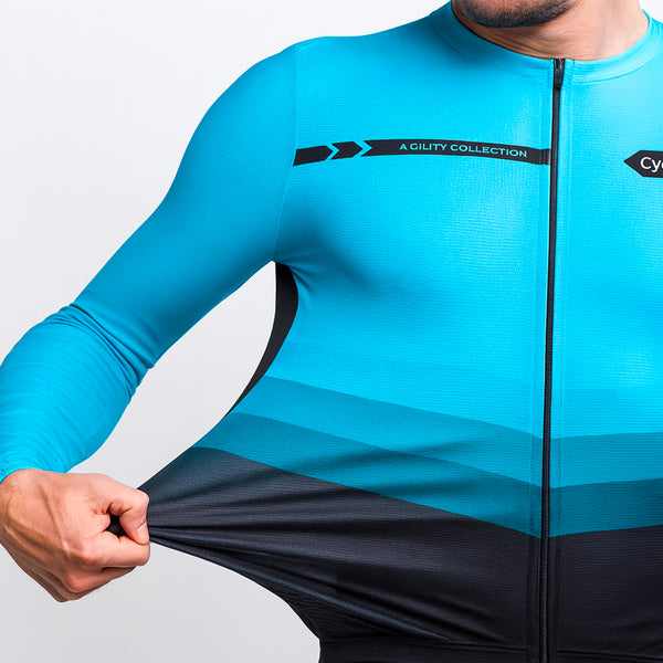 maillot long cycliste agility bleu 8