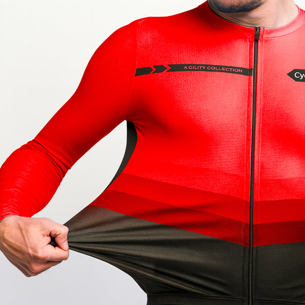 maillot long cycliste agility rouge 6