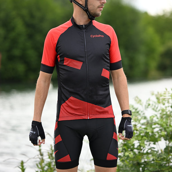 praktische fietsoutfit voor heren rood 3