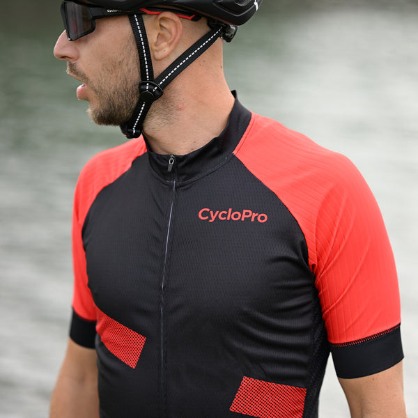 praktische fietsoutfit voor heren rood 4