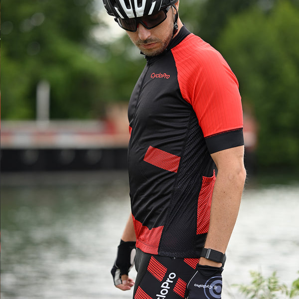 praktische fietsoutfit voor heren rood 6