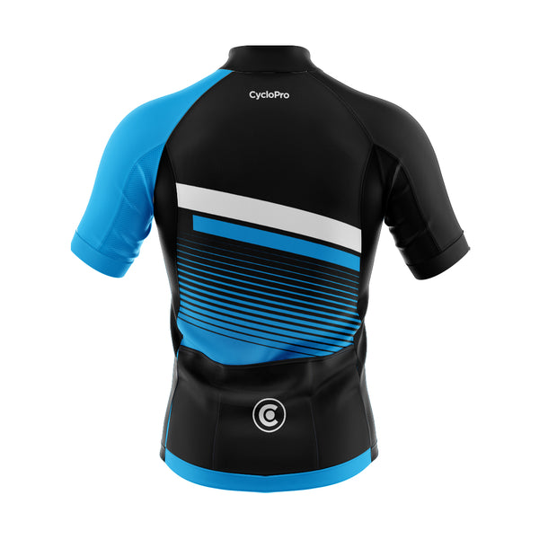 turbo blauwe fietsoutfit rugtrui