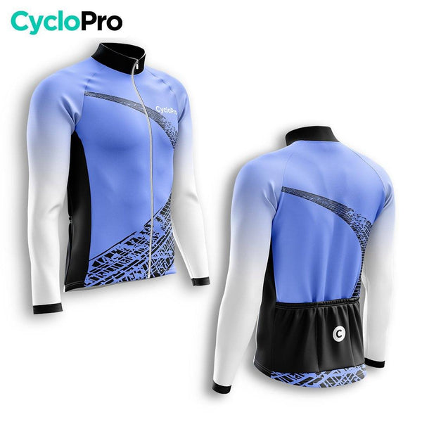 LANGE HERFST BLAUWE FIETSJERSEY - TRACE+ CycloPro herfstwielertrui 