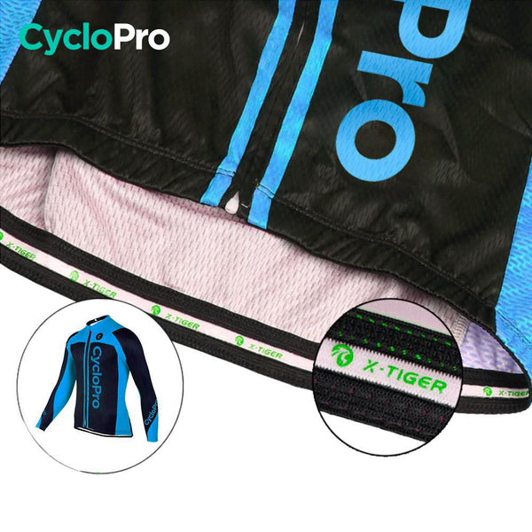LANGE BLAUWE FIETSJERSEY - WINTER - FLASH+ Thermojersey heren GT-Cycle Outdoor Store 