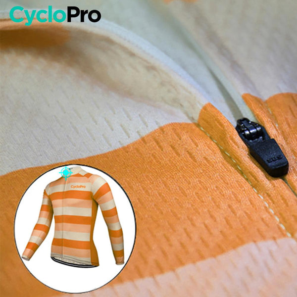 LANG ORANJE FIETSJERSEY - WINTER - ÉVASION+ Thermojersey heren GT-Cycle Outdoor Store 