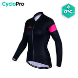 LANG ROZE FIETSJERSEY - WINTER - ELEGANCE+ - OPRUIMING OPRUIMING Cyclo Pro dames thermische jersey Zwart XS 