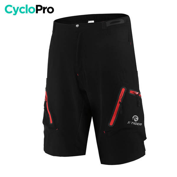 Short VTT / MTB - Technical - DESTOCKAGE Short Vélo VTT CycloPro Noir avec zip rouge M 